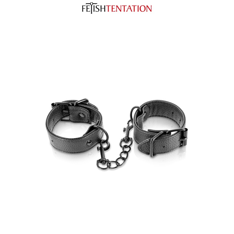 Menottes simili cuir ajustables - Fetish Tentation