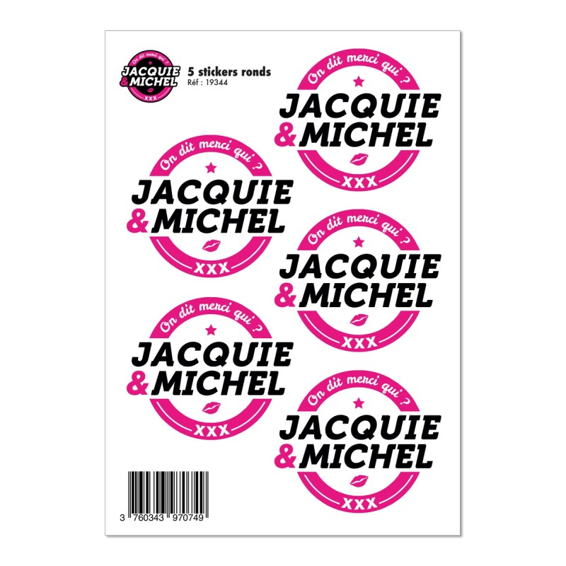 5 stickers J&M blanc logo rond