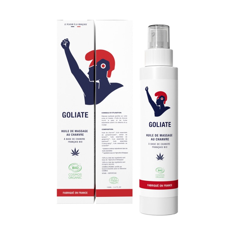 Huile de massage éclatante au chanvre Bio - Goliate